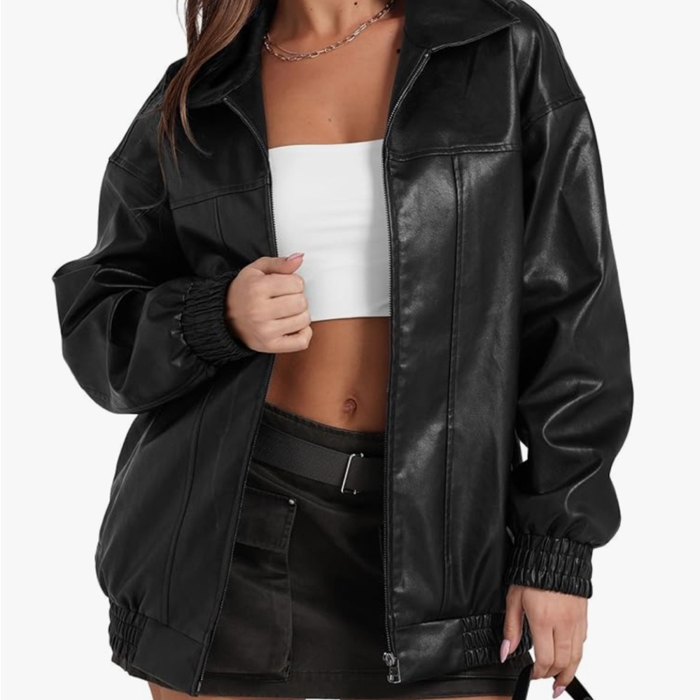 Women's Black Faux Leather Jacket